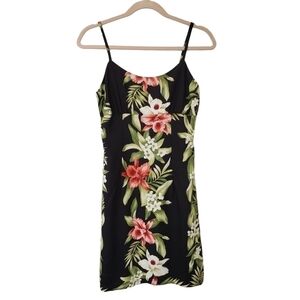 Two Palms Hawaiian Floral Print Spaghetti Straps Rayon Mini Dress